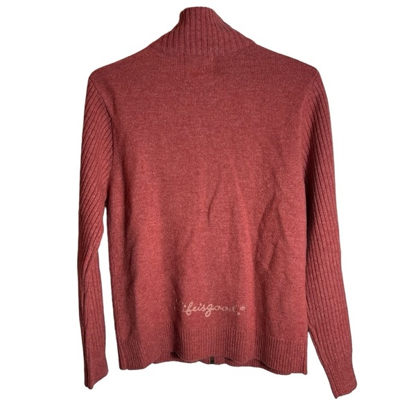 Life Is Good Embroidered Lambswool Full-Zip Sweater Jacket • Medium - Picture 5 of 7